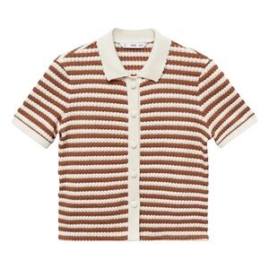 NWOT Mango Stripe Short Sleeve Knit Button-Up Shirt
Size: S
Color: Cream & Brown